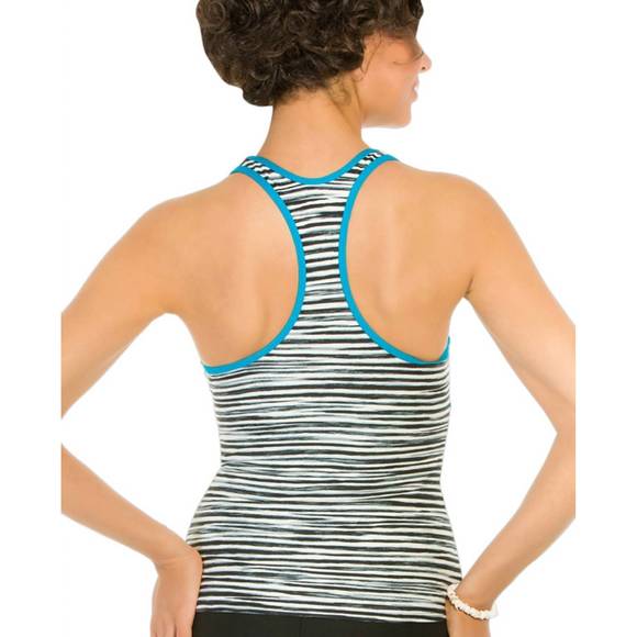 NEW ECO SWIM racerback tankini top in stripe - Picture 3 of 3